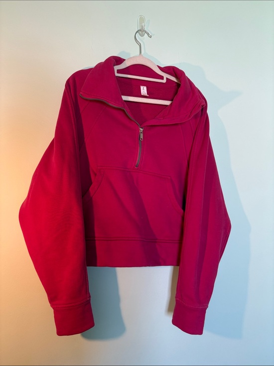 Sweaters - Women's Half-Zip Pullover Sweatshirt - Raspberry Pink